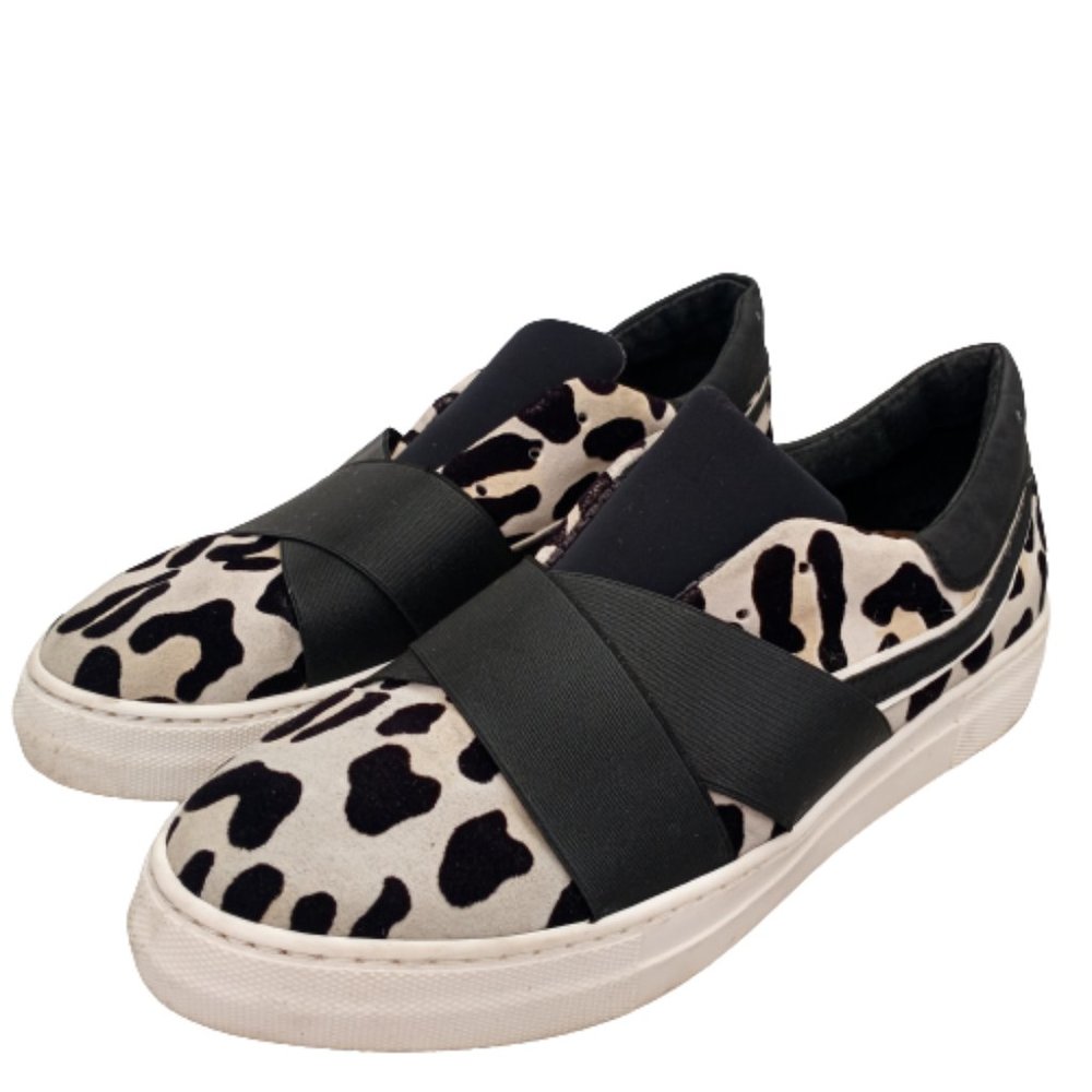 PRIMABASE Made in Italy Leather Cow Animal Print platform Shoes Slip On Sz 40/ 9